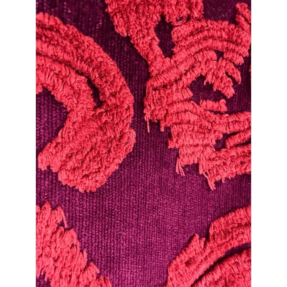 Pottery Barn Set of 2  Burgundy Red Damask Texture 22x22 Pillow Covers